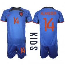Nederland Davy Klaassen #14 Bortedraktsett Barn VM 2022 Kortermet (+ korte bukser)